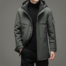 21冬季新款羽绒服男士中长款连帽宽松休闲羽绒外套SNDAF3313-P285，男装羽绒服，电商B212（原钱塘6029）