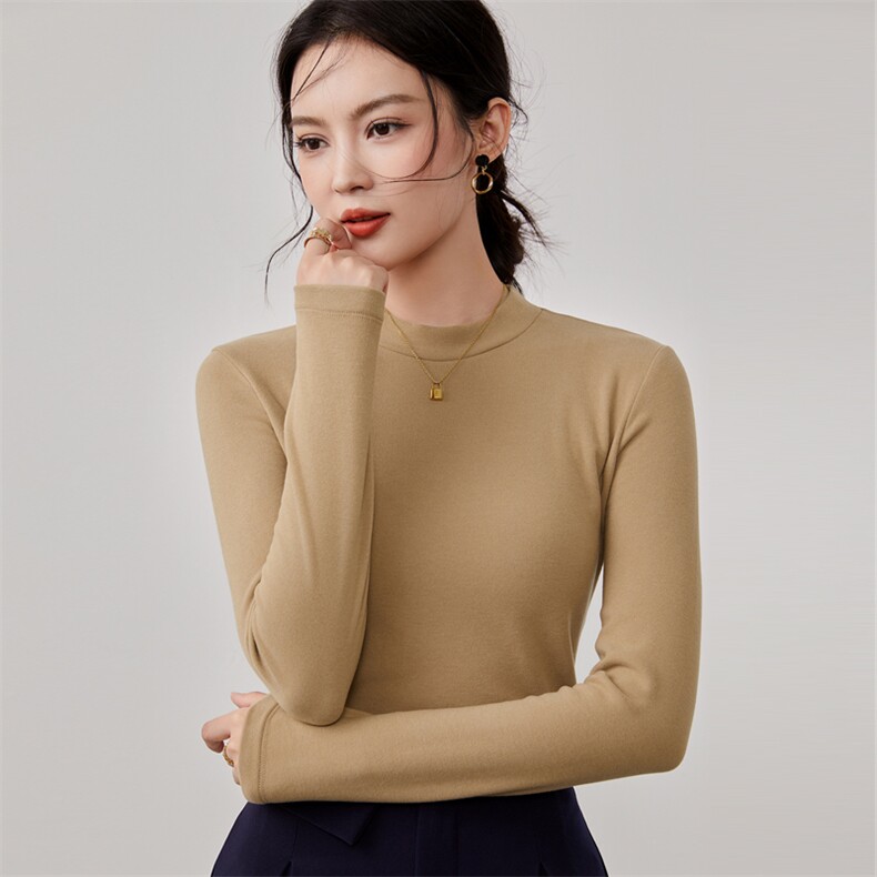 半高领打底衫女长袖t恤新款秋冬内搭洋气外穿紧身上衣服潮,女装羊毛衫,硕诚羊绒