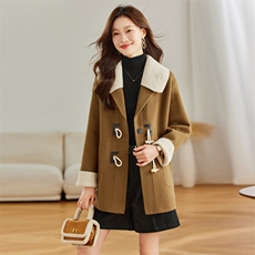 2024现货新款仿水貂毛呢子大衣小香风外套中长款款小个子开衫外套，女装毛呢外套，然然