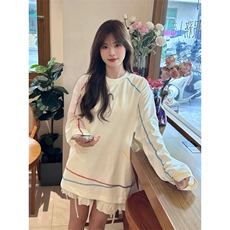网图美式街头长袖t恤女早秋慵懒风薄款打底衫宽松休闲上衣特P33，男装T恤，电商C306-1