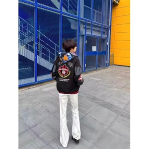 W9571-P70 网图现货 新款美式复古刺绣棒球服外套撞色拼接夹克图片