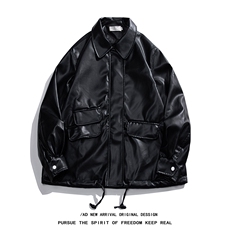 白底平铺皮衣女大码M-5XL情侣外套女皮衣男机车外套男JK7761P85控，男装皮衣，星座227-7