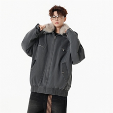 M1658-P115冬季新款美式可脱卸毛领水洗工装棉服外套，男装棉衣，星座109