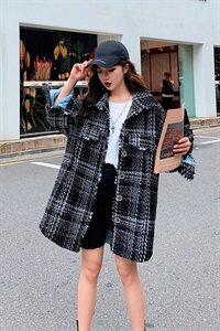 新款粗花呢宽松小香风外套洋气时尚舒适保暖优雅减龄图片
