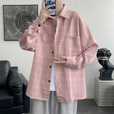 美式复古衬衫春季内搭叠穿外套小众高级感情侣上衣C8010p40，男装衬衫，星座1013