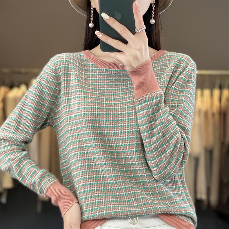 时尚百搭短款圆领针织衫秋季新款休闲宽松毛衣显瘦舒适女装上衣图片