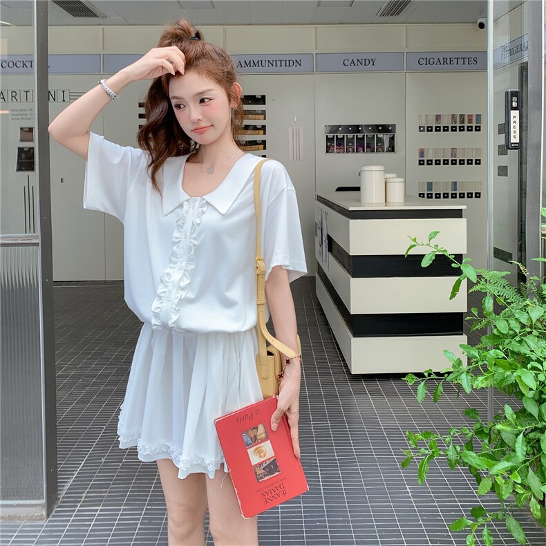 温柔风白色花边衬衫连衣裙女夏2025新款超好看减龄独特漂亮小短裙图片