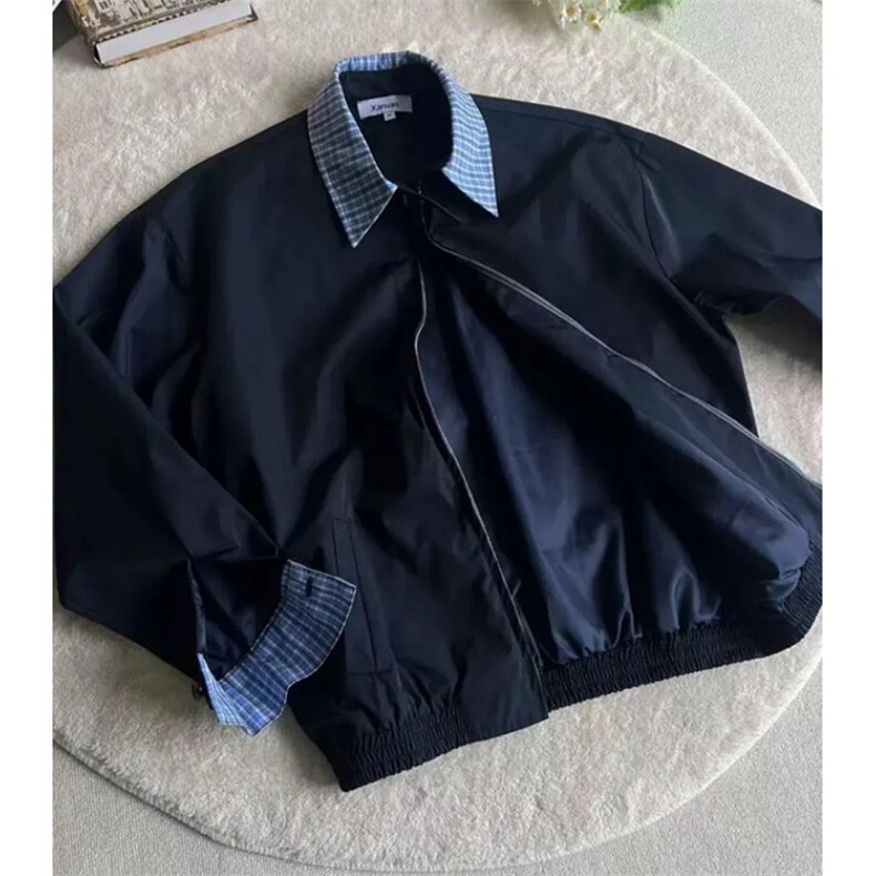春秋季美式撞色格子拼接假两件外套男女生夹克飞行服外套JK902,男装夹克,星座1116A（原606A-3）
