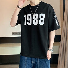 冰氧仿棉短袖店主风体恤夏休闲百搭字母印花男上衣TC3147-P22控48，男装T恤，星座717
