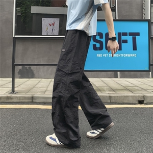 美式贴标设计感休闲裤男小众直筒工装裤冲锋裤图片