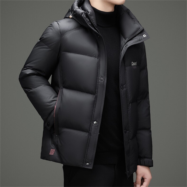 2025冬季新款男连帽羽绒服90绒子白鸭绒加厚时尚面包服羽绒外套,男装羽绒服,钱塘723