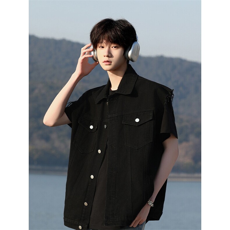 复古时尚潮流男女同款上衣港风休闲宽松百搭马甲HY725P55，男装背心/马甲，电商A102B