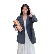 【现货】1C128-A01-秋新双排扣风小西服气质外套P130-K190，女装西装，先锋丽姿