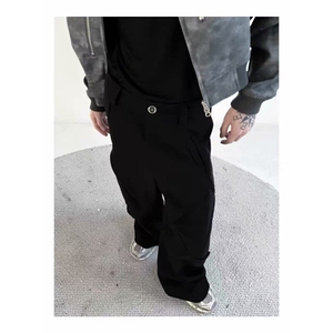 春季简约直筒质感百搭西裤男潮流纯色高级感阔腿长裤雅痞休闲西裤图片