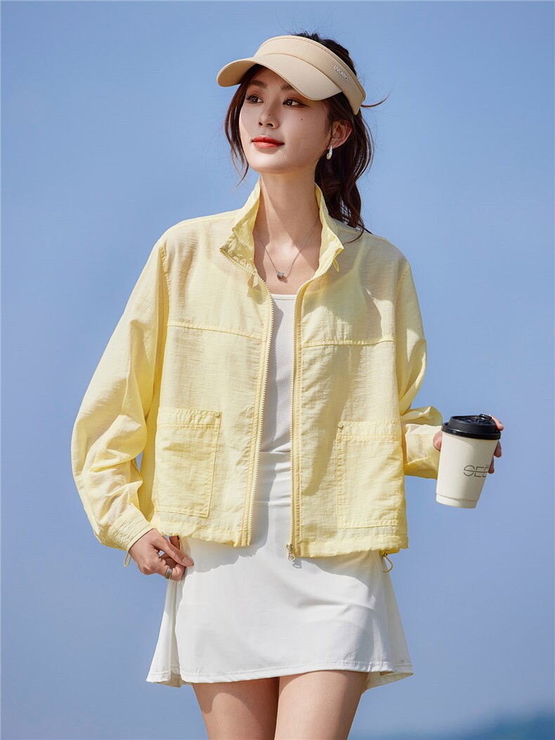 现货2026夏季新款轻薄透气时尚宽松休闲莱赛尔常规夏季女士短外套,女装防晒衣,靓衣阁