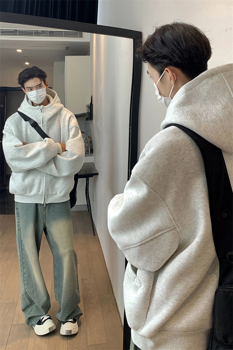 现货1加厚cleanfit美式休闲重磅480G短款开衫卫衣TTTB05-P98,男装卫衣,星座1315