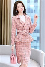 蝴蝶结潮流拼接气质休闲时尚翻领收腰高腰2022年冬季套装/套裙，女装套装/套裙，芭米依尚