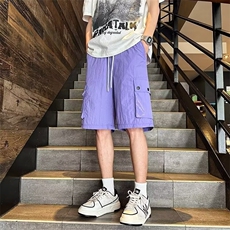 高质量尼龙皱休闲短裤男士韩版潮夏季2024新款ins五分裤K5287-P32，男装牛仔裤，星座412-2
