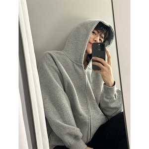 抖音得物品质二开 26春装美式高街双头双拉链卫衣开衫外套W74图片