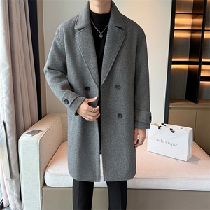 2025秋冬新款老钱风男士宽松毛呢大衣翻领中长款风衣MY75--P180图片