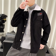 冬季灯芯绒外套男士韩版潮流羊羔绒休闲夹克保暖情侣上衣V20-P78，男装夹克，星座1008-1
