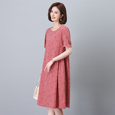 2025夏季新款连衣裙女中年妈妈装宽松休闲显瘦遮肚藏肉裙子中长裙，女装连衣裙，简韵佳