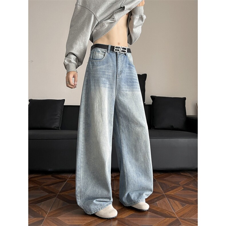 牛仔裤男女微喇哈伦设计感vintage宽松休闲阔腿镰刀裤子NZ506-P48，男装牛仔裤，星座308B-2