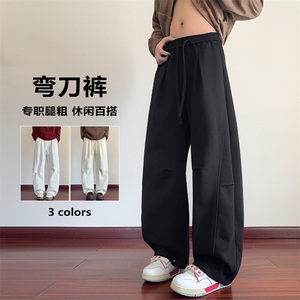 特批P32无差价2025拼接菠萝格弯刀裤休闲裤男百搭大码阔腿裤K5651