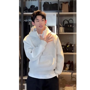 抖音得物高品质二开 26春装重磅宽松结构拉链设计高领连帽卫衣W76图片