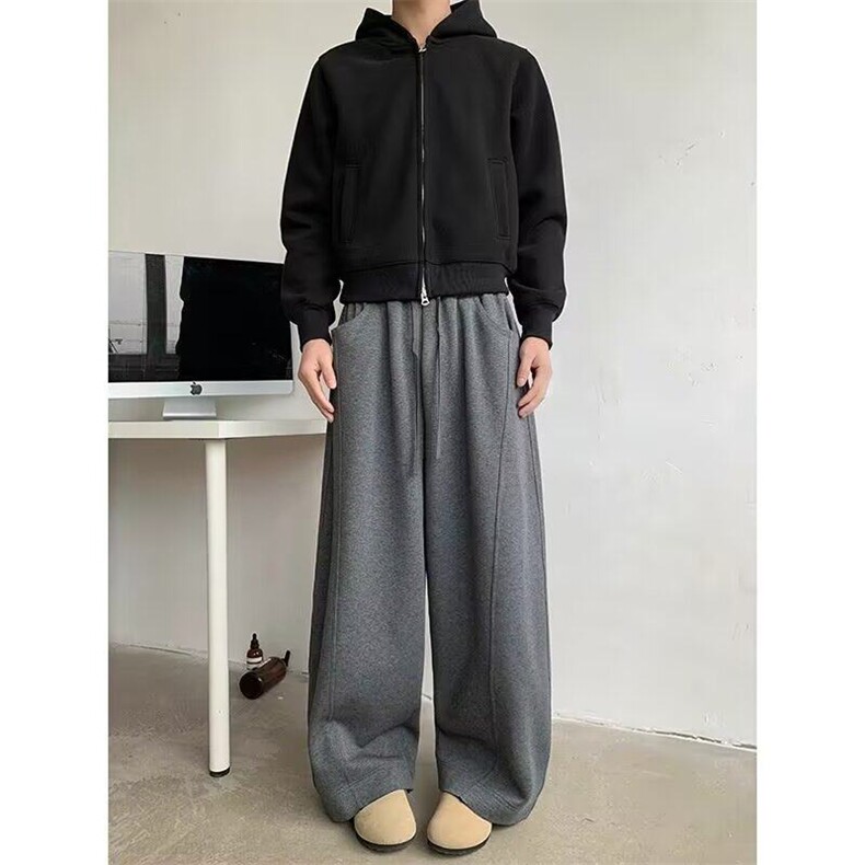 重磅老钱风弯刀卫裤女男春季重磅垂感香蕉裤百搭显瘦阔腿休闲裤子,男装休闲裤,星座506A