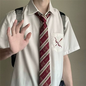 【现货足】DC156-特P30 DK男女白色日系短袖长袖衬衫赠同款领带图片