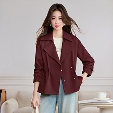 单件女士2026年春季日常聚对苯二甲酸乙二酯(涤纶)纯色拉链，女装短外套，悦祺