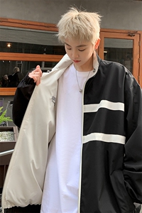 港风美式vibe潮牌宽松百搭刺绣双面穿夹克 XZ213-JK8865-P98控128图片