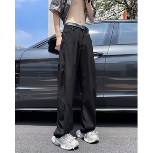 新款弯刀休闲裤男士百搭小众潮流工装直筒哈伦裤  K2853 P40图片