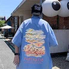 电商DSA028-MDSP846P38夏季新款港风百搭潮流印花短袖衬衫男，男装T恤，电商A028