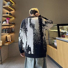美式复古撞色毛衣男冬季宽松针织衫加厚保暖打底衫外套M5704/P52，男装T恤，星座506