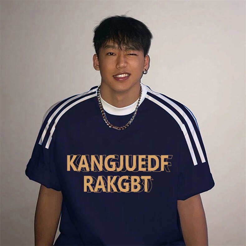 夏季美式高街重磅纯棉三条杠织带撞色男女短袖T恤ZD573-特P30,男装T恤,电商A486