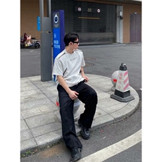 网络图现货！高街复合垫肩拉链短袖R2010-P48，男装T恤，星座1005-6