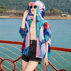 2025夏季新款印花防晒衣女短款欧货宽松时尚洋气薄外套透气百搭潮，女装防晒衣，可可小西