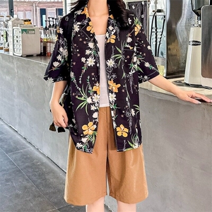 港风复古满印痞帅沙滩情侣花衬衫夏威夷短袖衬衣CS109/P30图片