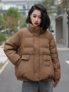 现货现货现货90白鸭绒休闲立领拉链羽绒服图片