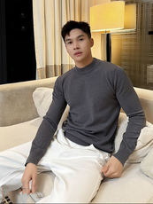 现货毛衣蓝灰色半高领针织打底衫MY631-P35，男装T恤，星座1012-1