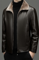 男士皮衣春秋季2023新款宽松潮流加绒外套中年商务休闲时尚上衣男，男装皮衣，电商B212（原钱塘6029）
