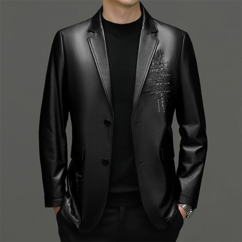 DLSN8026秋冬新款海宁男士山羊皮皮衣皮西服休闲男装外套百搭,男装西服,电商B360