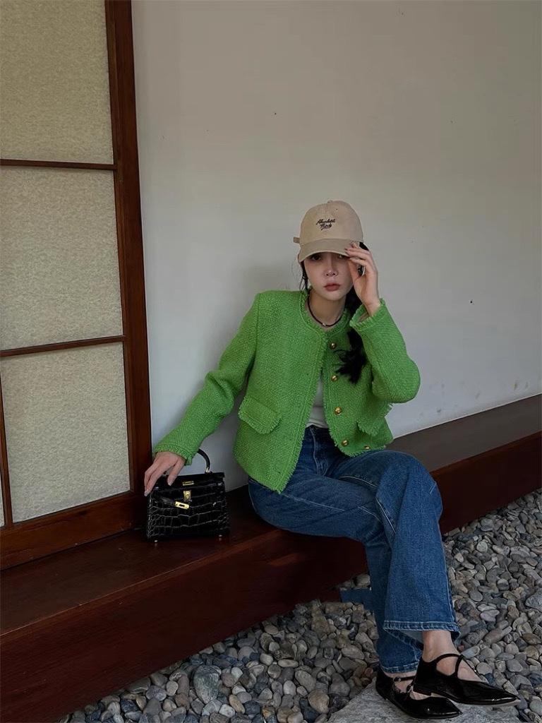 温柔风纯色小香风外套,女装其它,L·H·X