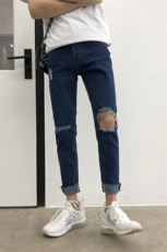 旅游破洞九分裤青春流行牛仔裤气质街头韩版百搭宽松休闲时尚2021年春季，男装牛仔裤，星座1506-1