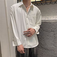 文艺潮流气质禁欲宽松垂坠感痞帅白衬衫无品牌慵懒原宿新款简约，男装衬衫，星座506A