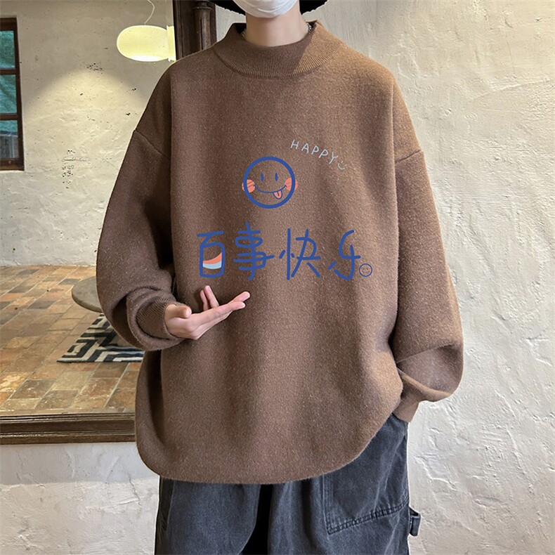 控68半高领毛衣男士大码针织衫男毛线衣男M18183-P45加绒款-P65,男装针织衫/毛衣,电商A040