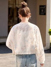小香风复古刺绣洋气短外套女2025春夏新款独特超好看轻薄防晒上衣，女装短外套，韩宇舍