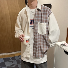 男春季衬衫撞色格子长袖衬衫C0006P36，男装衬衫，星座1116-2